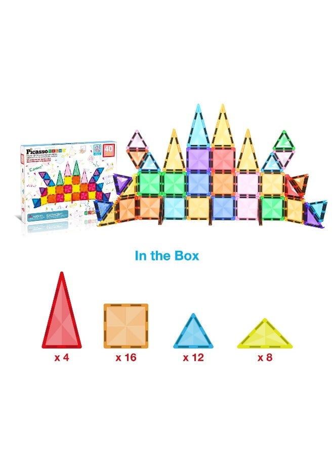 PicassoTiles Mini Diamond Collection Travel Size Magnetic Building Block Set ( 40 Pieces )