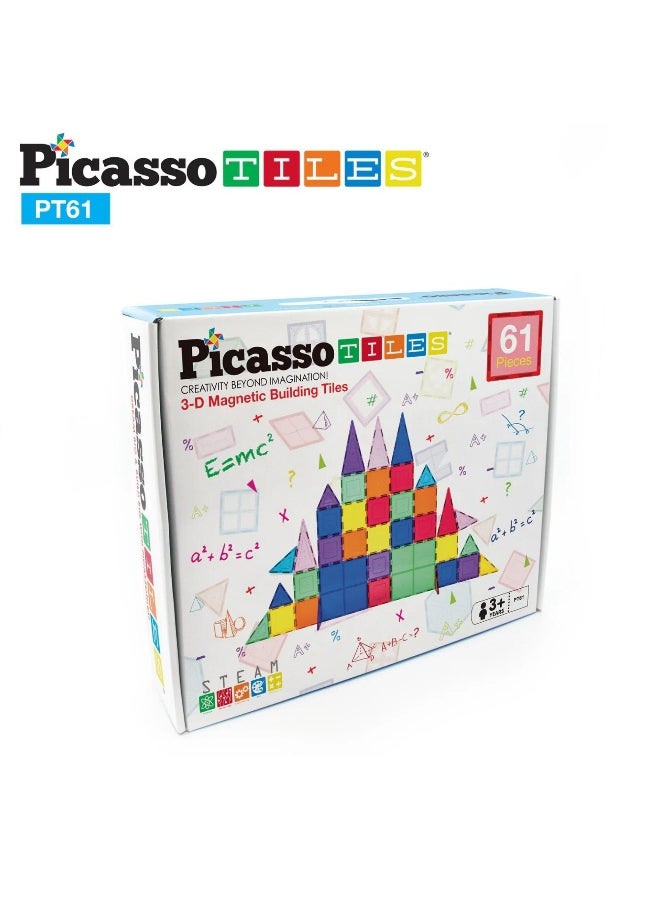 PicassoTiles Classic Magnetic Building Blocks Set ( 61 Pieces )