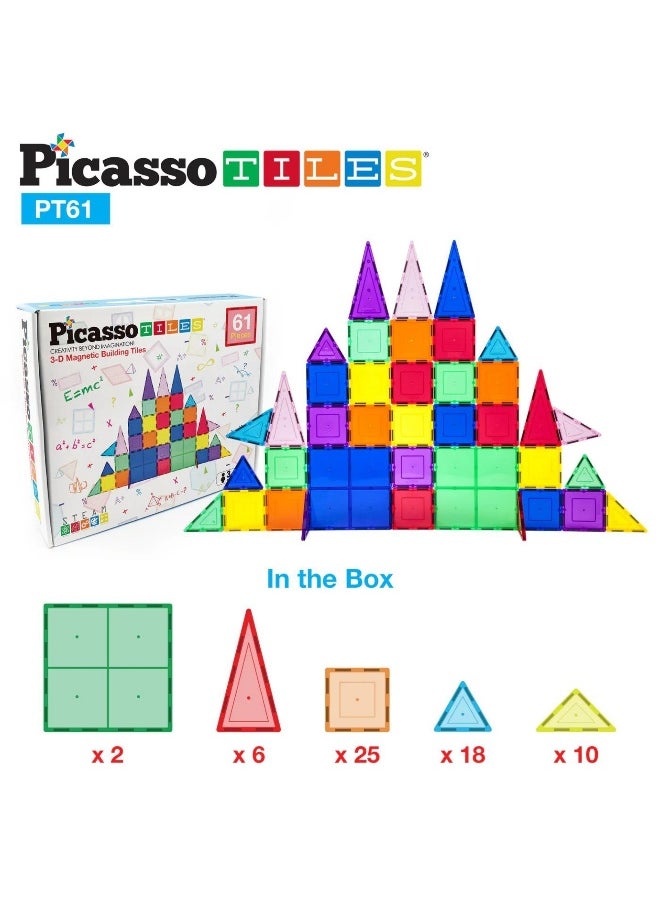 PicassoTiles Classic Magnetic Building Blocks Set ( 61 Pieces )