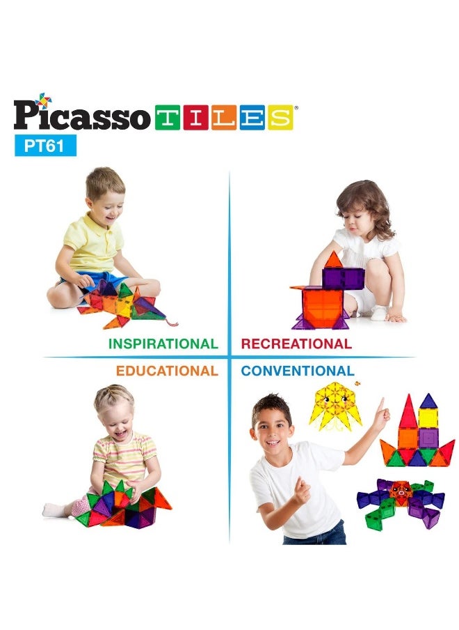 PicassoTiles Classic Magnetic Building Blocks Set ( 61 Pieces )