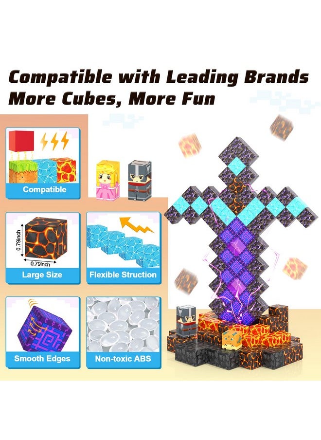 110Pcs Magnetic Blocks - Build Mine Magnet World Magic Sword Portal Set, Magnet Kids Toys For Boys & Girls Age 3-5 4-8 5-7, Stem Magnetic Tiles Building Games Sensory Outdoor Toddler Toys