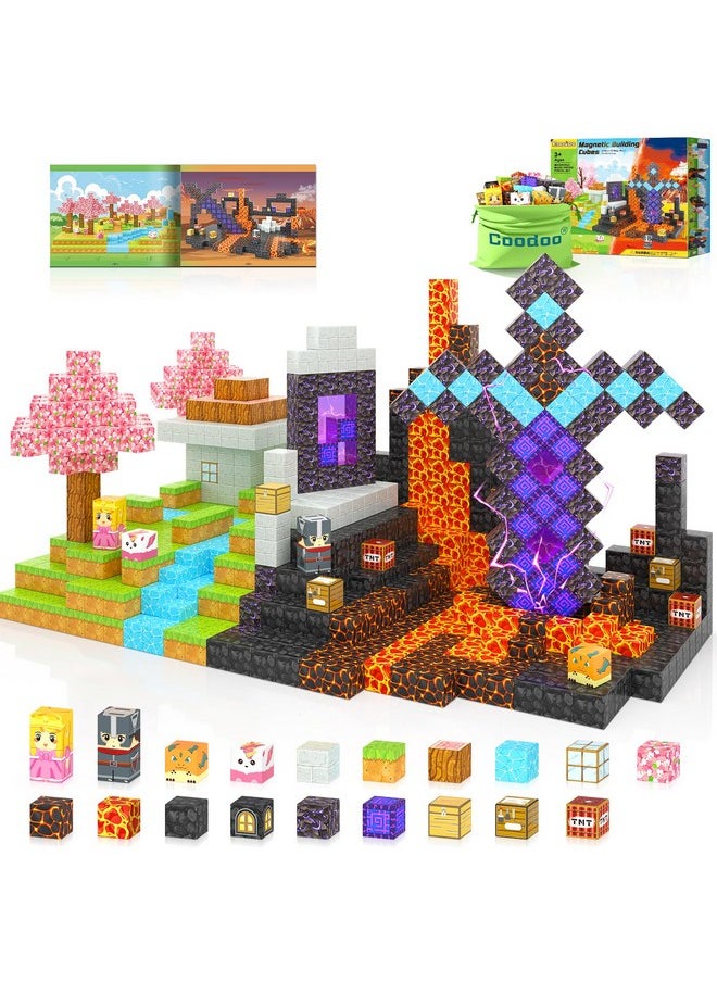 110Pcs Magnetic Blocks - Build Mine Magnet World Magic Sword Portal Set, Magnet Kids Toys For Boys & Girls Age 3-5 4-8 5-7, Stem Magnetic Tiles Building Games Sensory Outdoor Toddler Toys