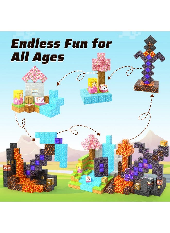 110Pcs Magnetic Blocks - Build Mine Magnet World Magic Sword Portal Set, Magnet Kids Toys For Boys & Girls Age 3-5 4-8 5-7, Stem Magnetic Tiles Building Games Sensory Outdoor Toddler Toys