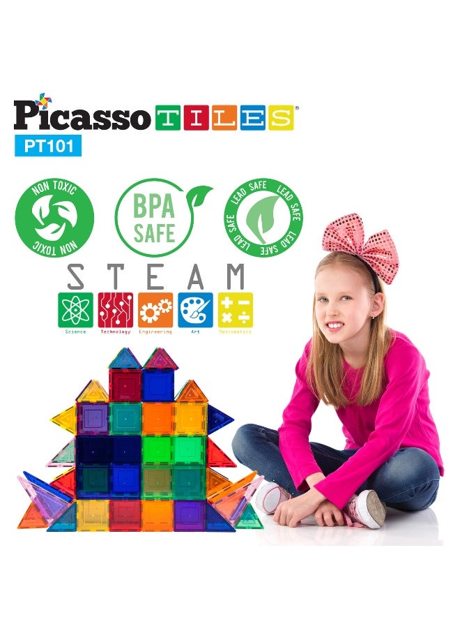 PicassoTiles Classic Magnetic Building Blocks Set ( 101 Pieces )