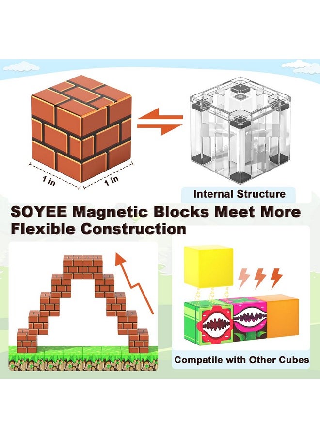 108Pcs Magnetic Blocks Building Toys - Build Mine Magnet World Game Adventure Set 1'' Magnet Building Blocks Cubes Boys Girls Toys Ages 3-5 4-6 5-7 6-8 Kids Gifts For 3-12 Years Old
