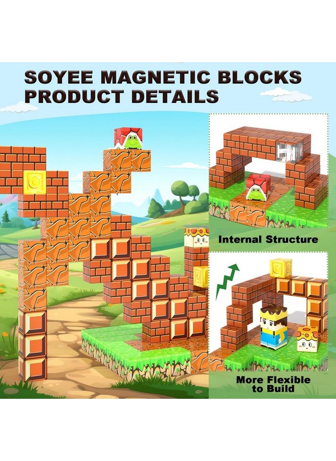 108Pcs Magnetic Blocks Building Toys - Build Mine Magnet World Game Adventure Set 1'' Magnet Building Blocks Cubes Boys Girls Toys Ages 3-5 4-6 5-7 6-8 Kids Gifts For 3-12 Years Old