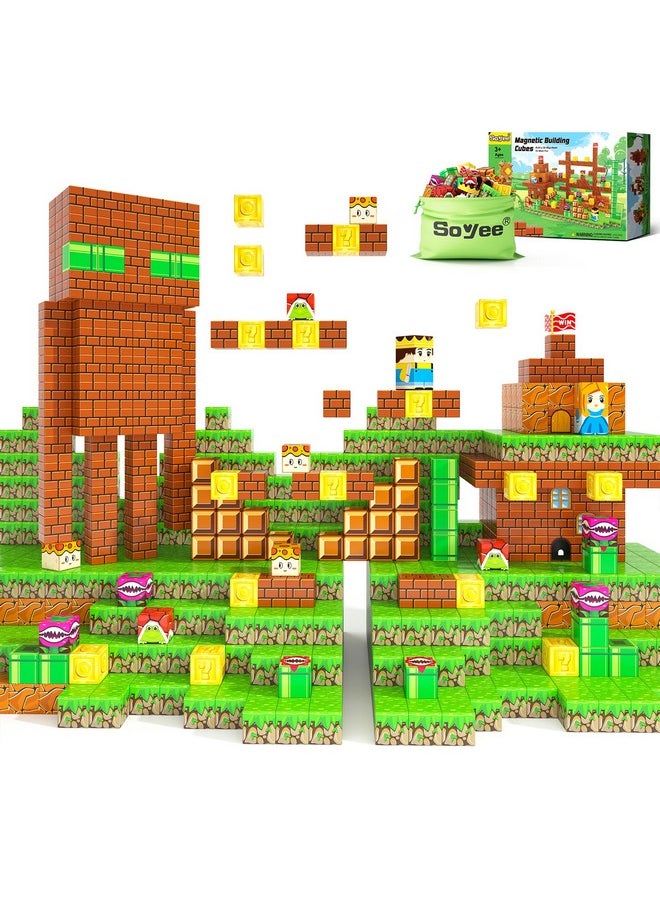 108Pcs Magnetic Blocks Building Toys - Build Mine Magnet World Game Adventure Set 1'' Magnet Building Blocks Cubes Boys Girls Toys Ages 3-5 4-6 5-7 6-8 Kids Gifts For 3-12 Years Old