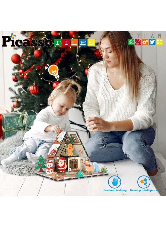 Magnetic Tiles Christmas Gingerbread House Character Action Figure Santa Snowman Gingerbread Man Theme Construction Kit Magnet Building Blocks Stem Learning Gifts Toys Ptq09