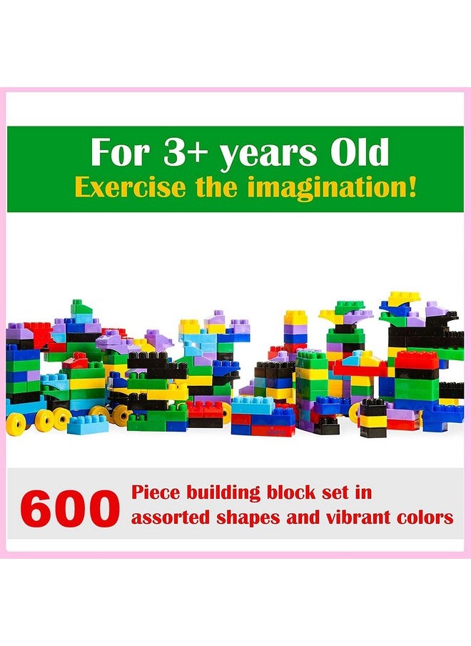 Large Building Blocks For Toddlers/Kids (600 Piece) Stackable, Multi-Colored, Interlocking Toys Safe, Non-Toxic Plastic Bright Colors, Waterproof Boys, Girls Age 3 For Kids