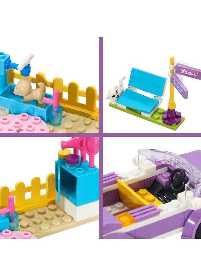 Girls Friends Convertible Car Building Sets With Pet Bathing Pool Role Play Building Toys Creative Gift For Kids Aged 6-12 (182 Pcs)