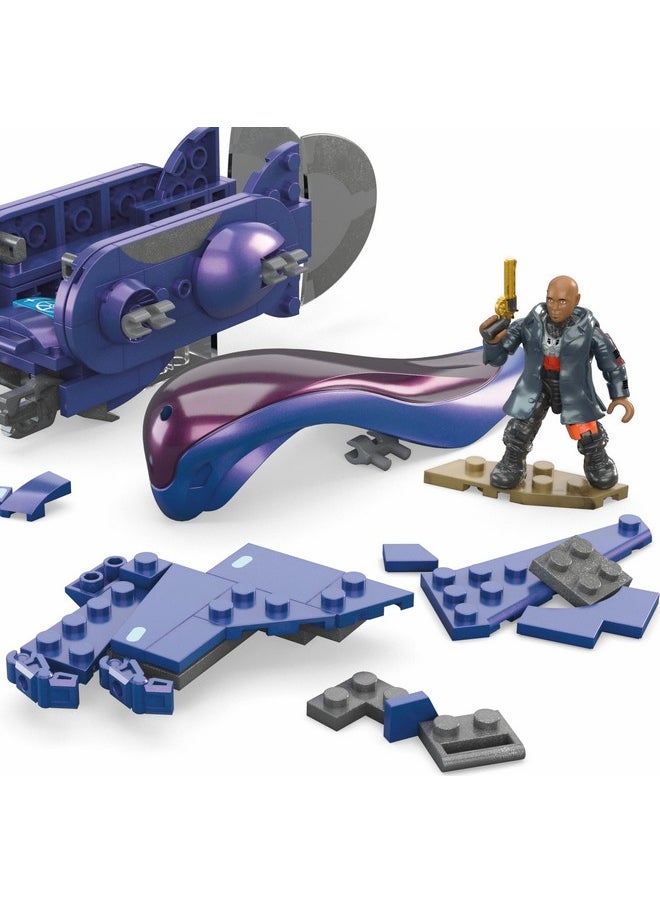 Halo The Series Vehicle Building Toys Set, Renegade Banshee Aircraft With 205 Pieces, 2 Micro Action Figures, Purple, Kids And Fans