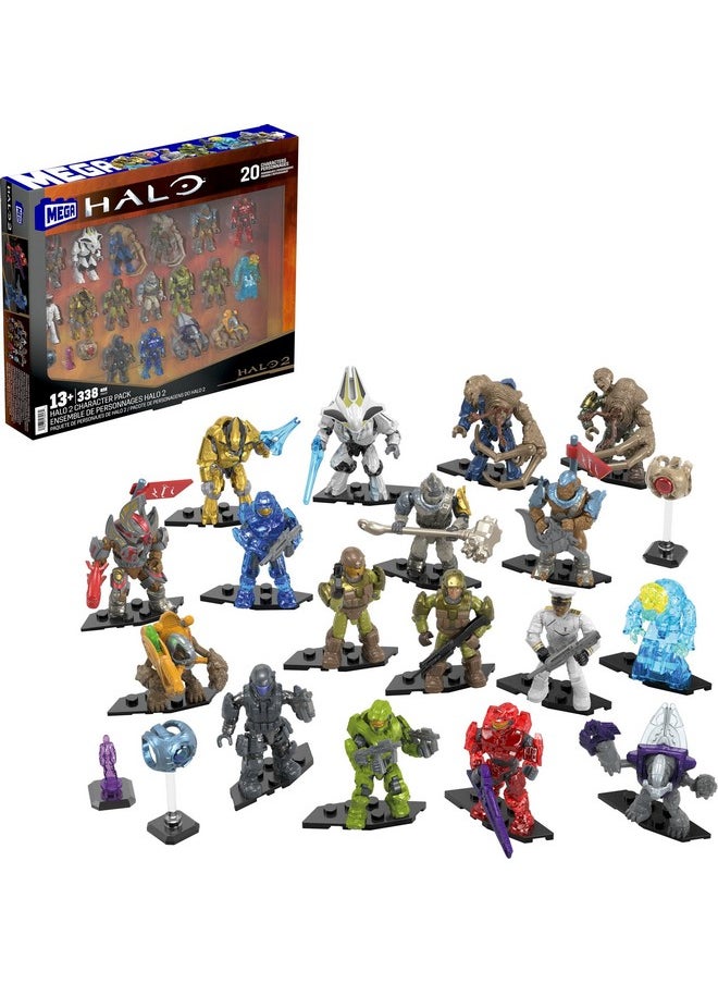 Halo Action Figures Building Toys Set, Character Pack With 338 Pieces, Poseable Articulation, 2 Inches Tall, Kids Or Adult Collectible