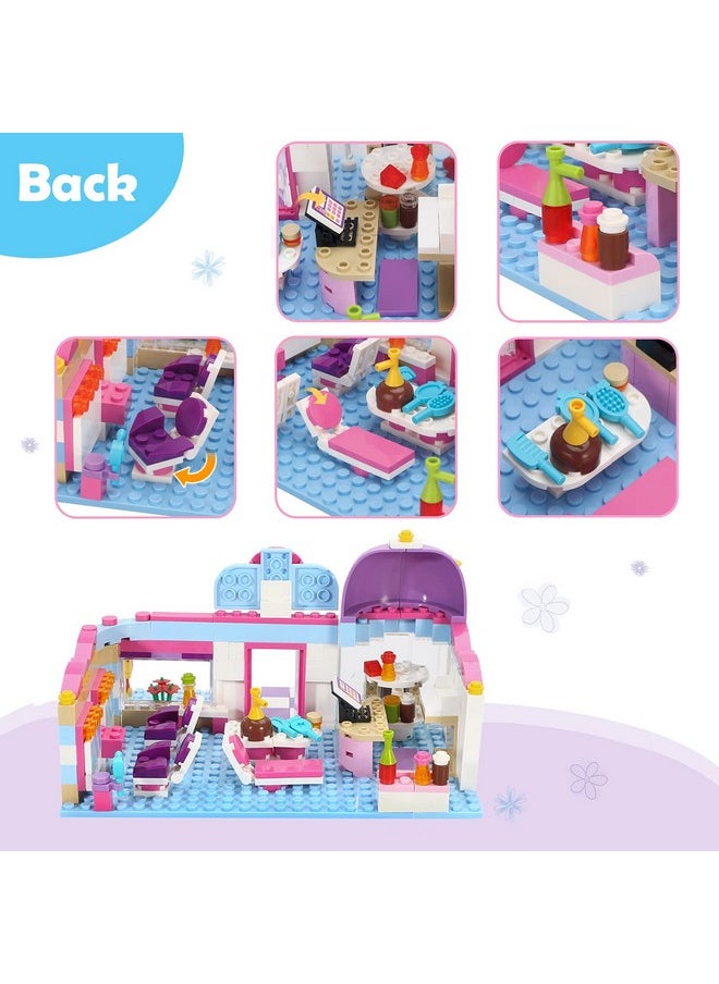 Girls Friends Hair Salon Building Kit With 2 Mini People 5 Dolls Hair Creative Girls Friends Sets 358 Pieces With A Pink Convertible Car Stem Building Toys Gifts For Kids Age 6-12 And Up