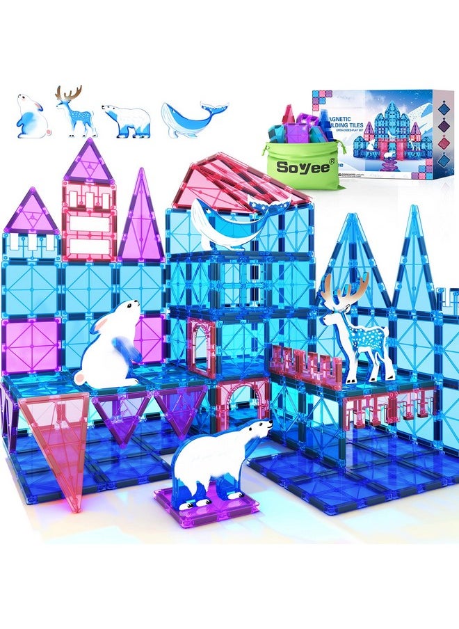 Magnetic Tiles Frozen Toys Arctic Animal Magnet Tiles Toddler Toys For Girls Ages 3-5 4-7 6-8 Pretend Play Magnetic Toys Building Blocks Kids Toys Gifts For 3+ Year Old Stem Learning And Fun