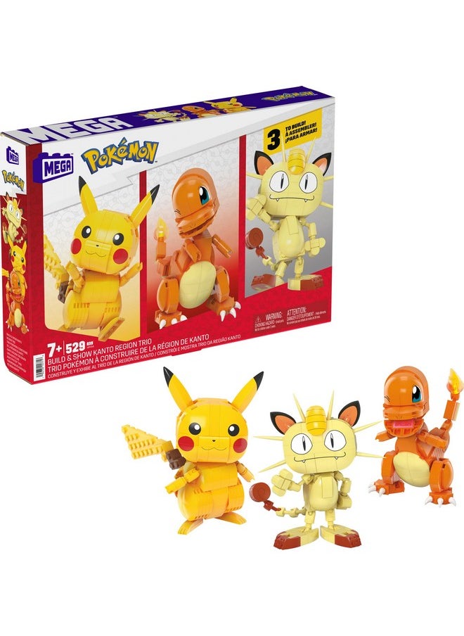 Pokémon Building Toys Set Kanto Region Trio With 529 Pieces And 3 Poseable Characters, 4 Inches Tall, For Kids