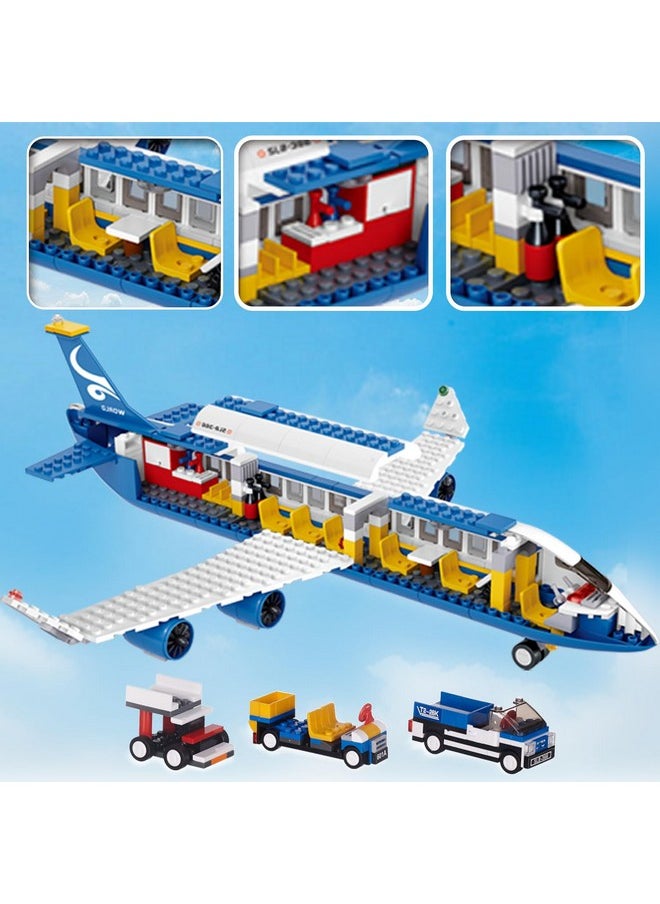 City Passenger Airplane Building Set For Boys 6+ 8+ 12+, City Plane Airport Playset With A Large Aircraft, Passenger Bus, Luggage Truck, Container Loader, 7 Minifigures, Compatible With Lego City