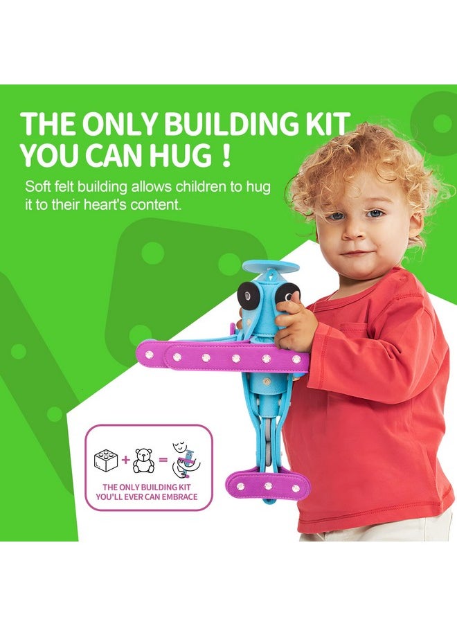 Soft Felt Building Toys For Toddlers, Interactive Diy Educational Learning Stackable Felt Toy Set - Flexible For Hours Of Fun Creative Stem Toys 37 Pcs, Stacking Toys For Toddlers 1-3