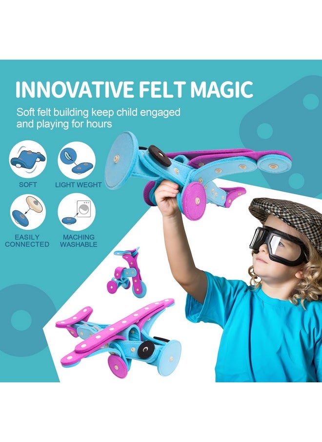 Soft Felt Building Toys For Toddlers, Interactive Diy Educational Learning Stackable Felt Toy Set - Flexible For Hours Of Fun Creative Stem Toys 37 Pcs, Stacking Toys For Toddlers 1-3