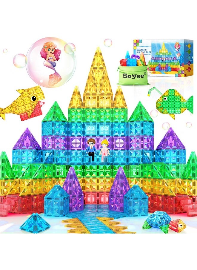 Magnetic Tiles 110Pcs With Dolls Kids Toys Magnetic Blocks Building Toys For Kids Ages 3-5 4-8 8-13 Boys Girls Stem Toys For Preschool Education