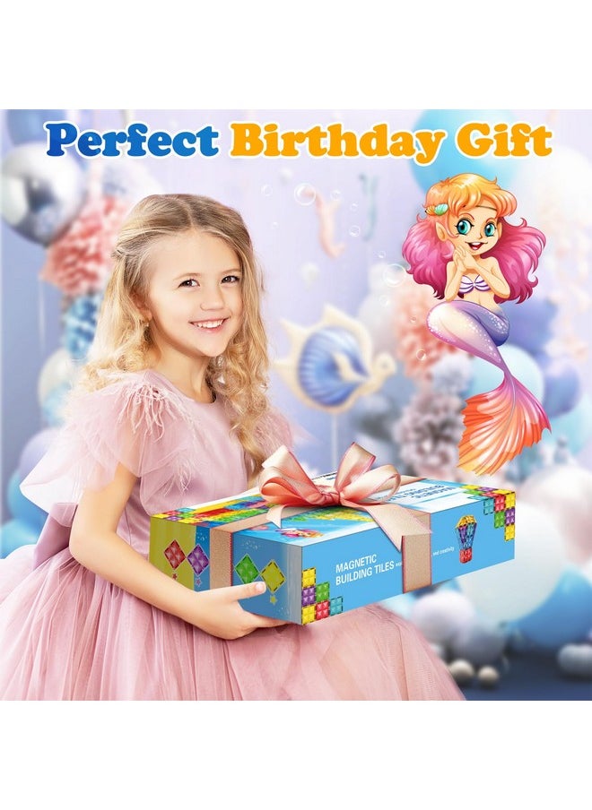 Magnetic Tiles 110Pcs With Dolls Kids Toys Magnetic Blocks Building Toys For Kids Ages 3-5 4-8 8-13 Boys Girls Stem Toys For Preschool Education