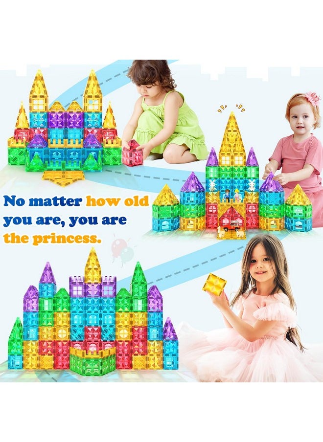 Magnetic Tiles 110Pcs With Dolls Kids Toys Magnetic Blocks Building Toys For Kids Ages 3-5 4-8 8-13 Boys Girls Stem Toys For Preschool Education