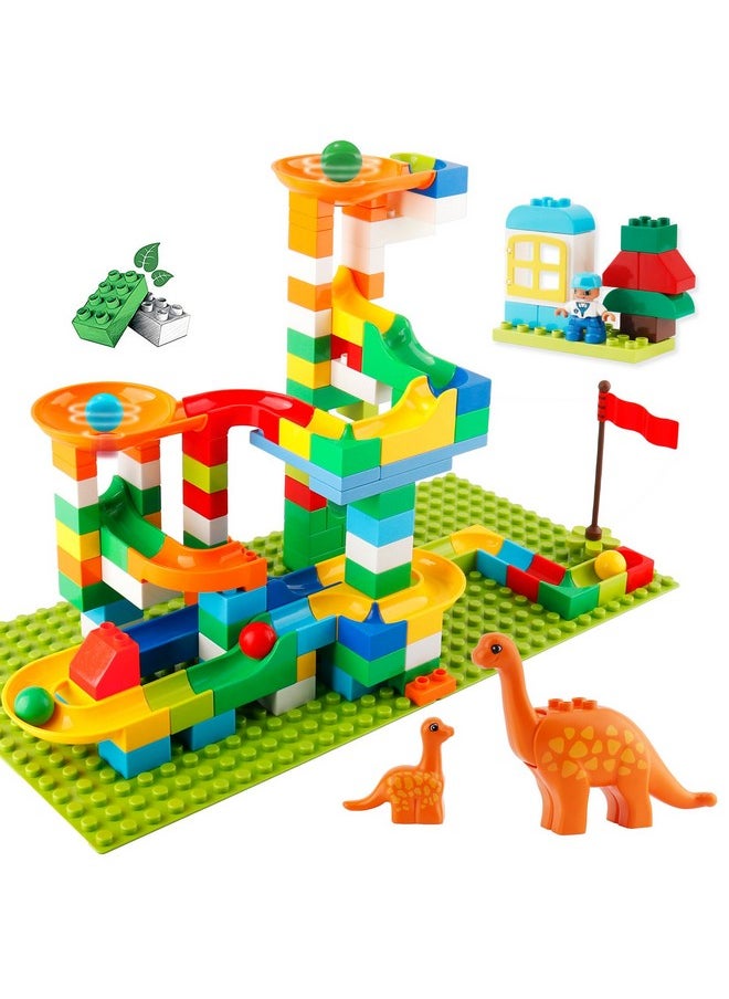 Marble Run Building Blocks, 145 Pcs Classic Big Blocks Stem Toy Bricks Set Kids Race Track Compatible With All Major Brands Bulk Bricks Set For Boys Girls Toddler Age 3,4,5,6,7,8+