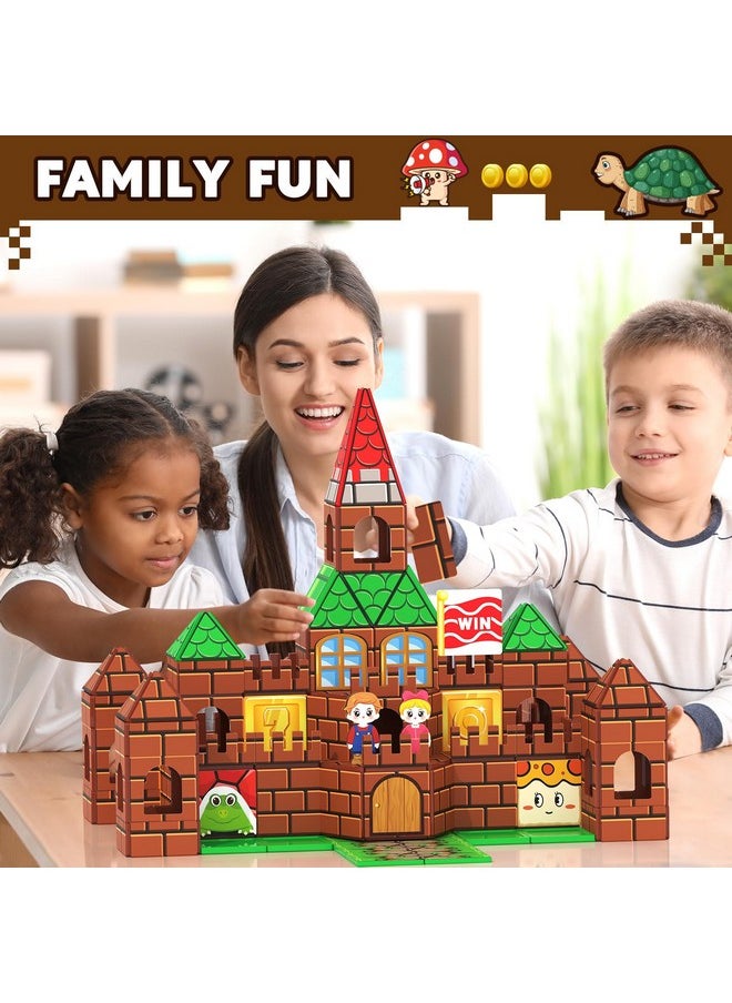 Magnetic Tiles Kids Games Toys Castle Adventure Magnetic Building Blocks Doll House Toys Construction Magnet Pretend Play Set For Boys & Girls 3-12 Year Old Christmas Birthday Gifts For Boys