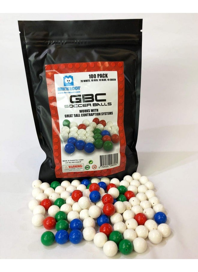 Soccer Balls For Great Ball Contraption Machine, Gbc Balls, 100% Compatible With Lego X45Pb03 43702Pb02 72824 X45Pb06 X45, For Adults & Kids Age 12+, Red, Green, Blue, White, 100 Pieces