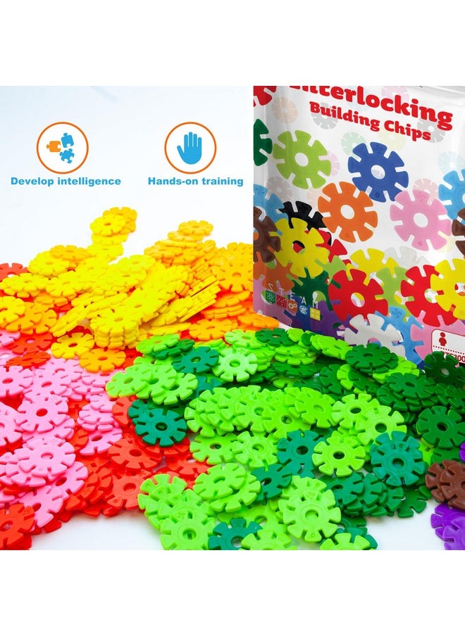 Construction Building Chips Block 300 Piece Set Interlocking Plastic Disc Stem Learning Toy Creative Education Child Brain Development Play For Toddler Kids Boys Girls Ages 3 & Up Ptf300