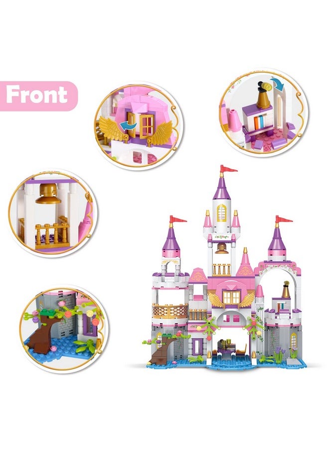 Dream Girls Princess Castle With Carriage Building Blocks 516 Pieces Pink Castle Toys For Girls 6-12 Years Old Palace Creative Stem Building Toys Gift For Kids Birthday Christmas