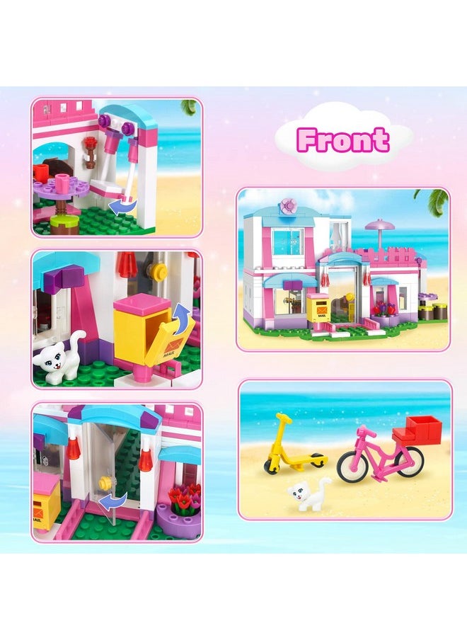 Dream Girls Friends House Building Sets Beach House For Girls 319 Pcs Seaside Villa With Swing Sun Lounger Building Kit Play Set Toys For Kids Aged 6-12