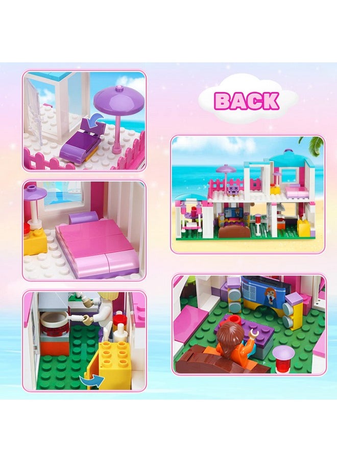 Dream Girls Friends House Building Sets Beach House For Girls 319 Pcs Seaside Villa With Swing Sun Lounger Building Kit Play Set Toys For Kids Aged 6-12