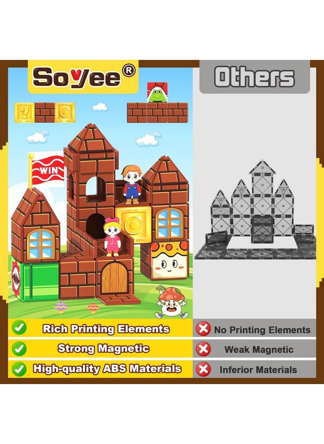 Magnetic Tiles Toddler Kids Toys Construction Building Toys Pretend Play Magnetic Blocks For Kids 3+ Toddler Kids Preschool Learning Toys For Boys Girls