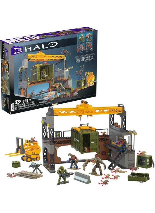 Halo Infinite Building Toys Set, Floodgate Firefight With 634 Pieces, 4 Micro Action Figures, Poseable Articulation, Accessories, Kids Or Adult (Amazon Exclusive)