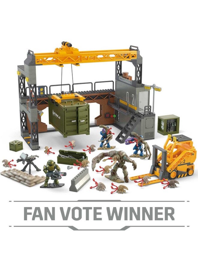 Halo Infinite Building Toys Set, Floodgate Firefight With 634 Pieces, 4 Micro Action Figures, Poseable Articulation, Accessories, Kids Or Adult (Amazon Exclusive)