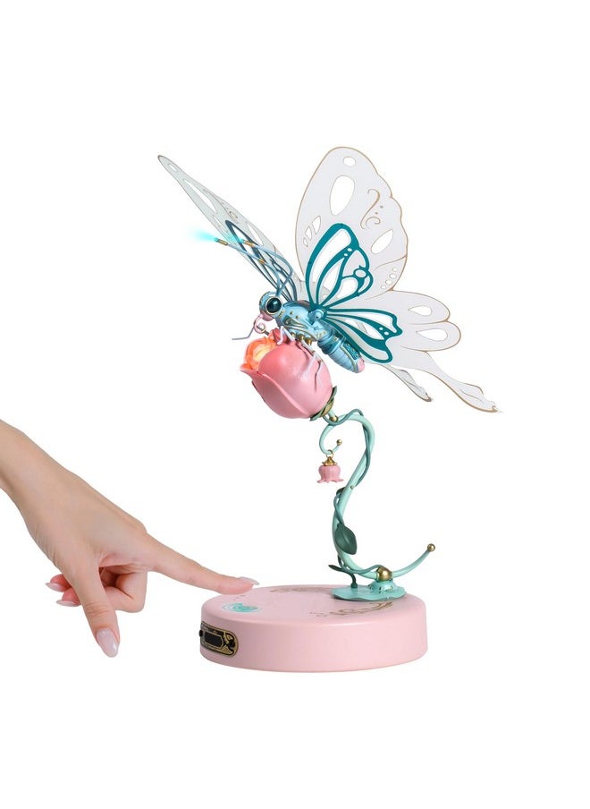 3D Puzzles For Adults,Mechanical Butterfly Puzzle For Adults,Species Model Kit,Electric Building Toy Kit,Diy Creative Craft Gifts For Adults,Unique Office&Home Decor (Pink)