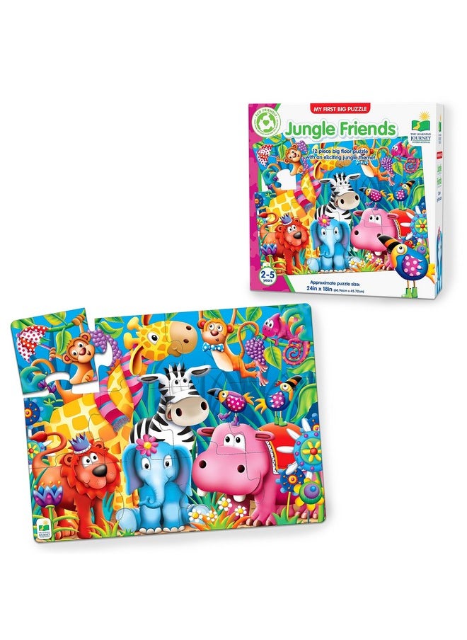 My First Big Floor Puzzle - Jungle Friends - 12-Piece Toddler Puzzle (2 X 1.5 Feet) - Educational Gifts For Boys & Girls Ages 2 And Up, Multi