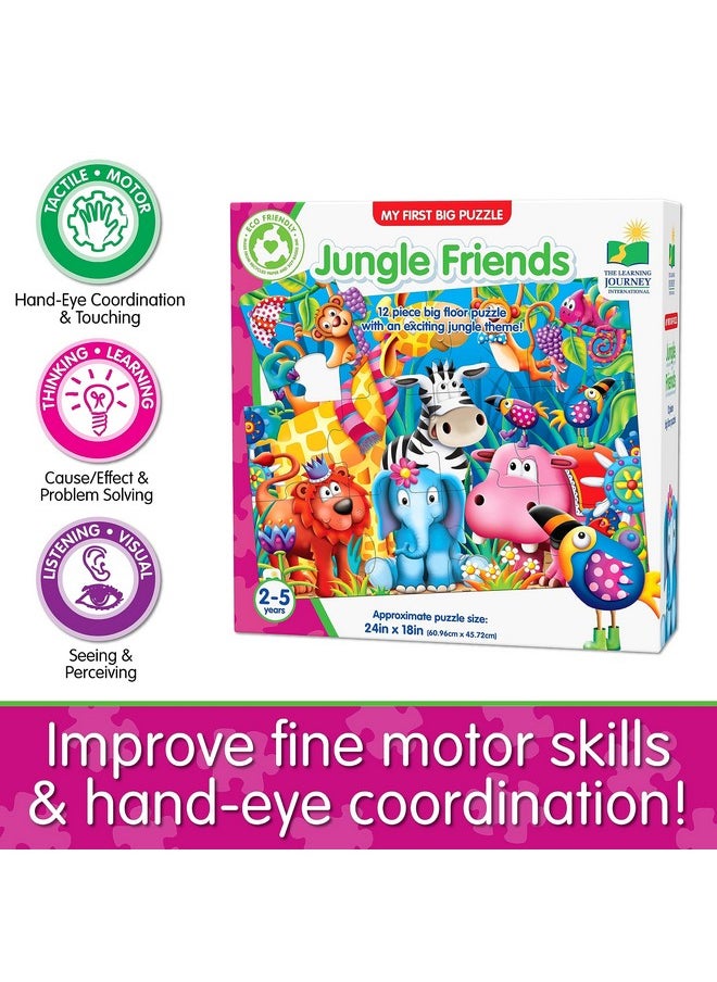 My First Big Floor Puzzle - Jungle Friends - 12-Piece Toddler Puzzle (2 X 1.5 Feet) - Educational Gifts For Boys & Girls Ages 2 And Up, Multi