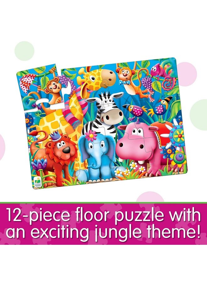 My First Big Floor Puzzle - Jungle Friends - 12-Piece Toddler Puzzle (2 X 1.5 Feet) - Educational Gifts For Boys & Girls Ages 2 And Up, Multi