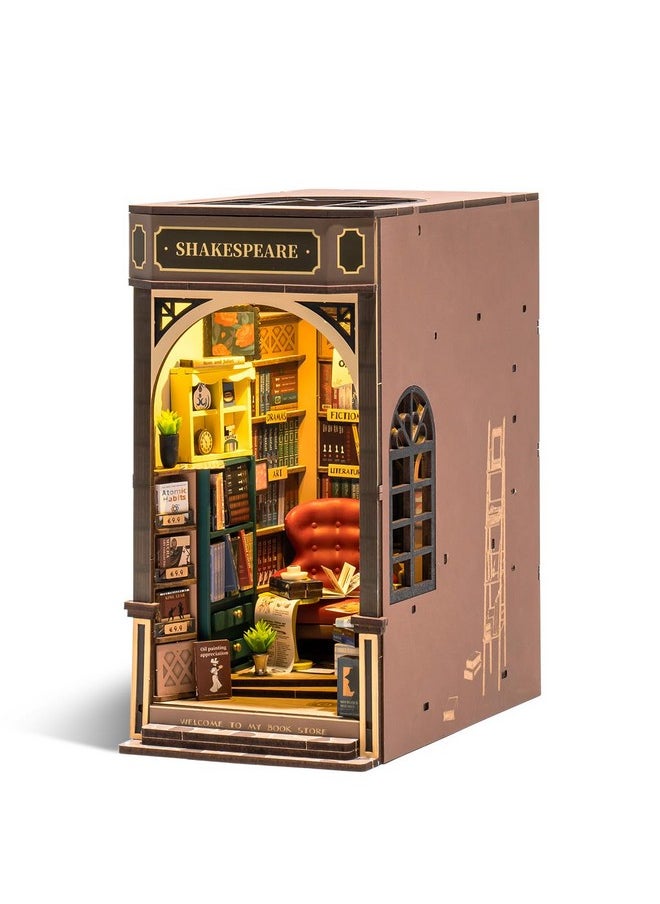 Book Nook,Diy Book Nook Kits For Adults,3D Wooden Puzzle Bookend Miniature Kit,Bookshelf Insert Decor Alley,Wood Craft Hobbies For Women/Men,Birthday Christmas Gifts-Bookstore