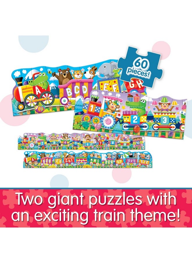 : Puzzle Doubles - Giant Abc & 123 Train Floor Puzzles - Large Floor Puzzles For Kids Ages 3-5 - Award Winning Toys