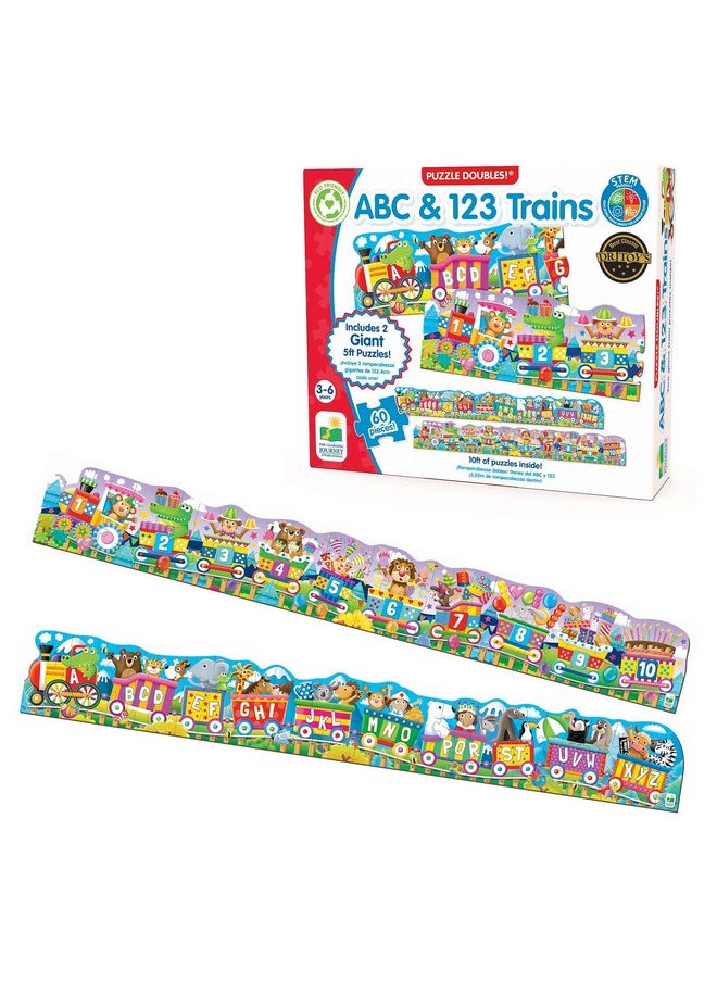 : Puzzle Doubles - Giant Abc & 123 Train Floor Puzzles - Large Floor Puzzles For Kids Ages 3-5 - Award Winning Toys