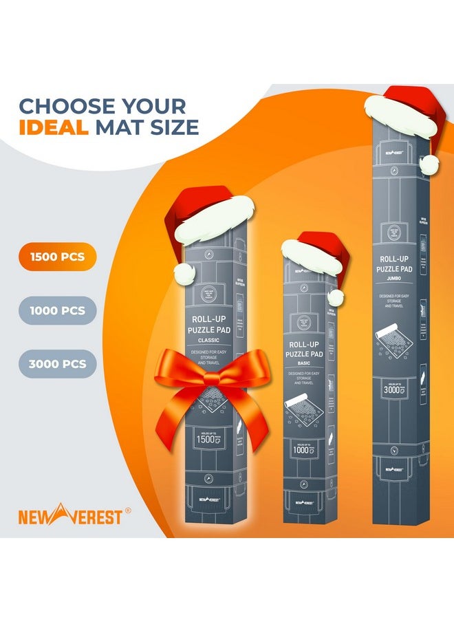 Nal Newverest Jigsaw Puzzle Mat Roll Up, Saver Pad 46” X 26” Portable Keeper Up To 1500 Pieces With Non-Slip Rubber Bottom & Smooth Top + 3 Puzzle Sorting Trays & Travel-Friendly Storage Bag