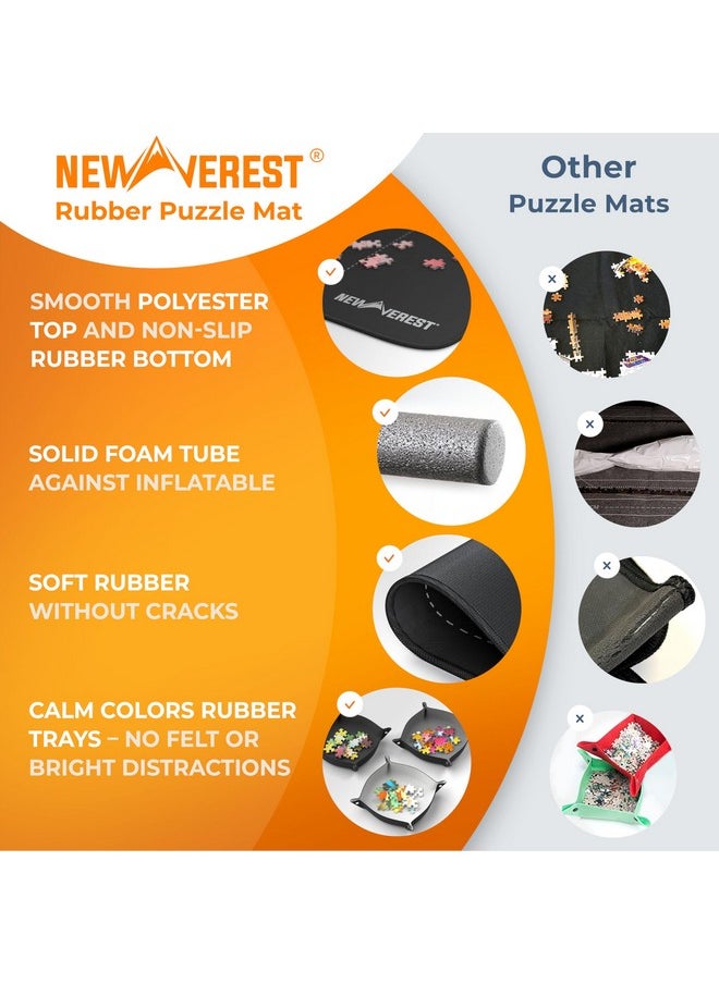 Nal Newverest Jigsaw Puzzle Mat Roll Up, Saver Pad 46” X 26” Portable Keeper Up To 1500 Pieces With Non-Slip Rubber Bottom & Smooth Top + 3 Puzzle Sorting Trays & Travel-Friendly Storage Bag