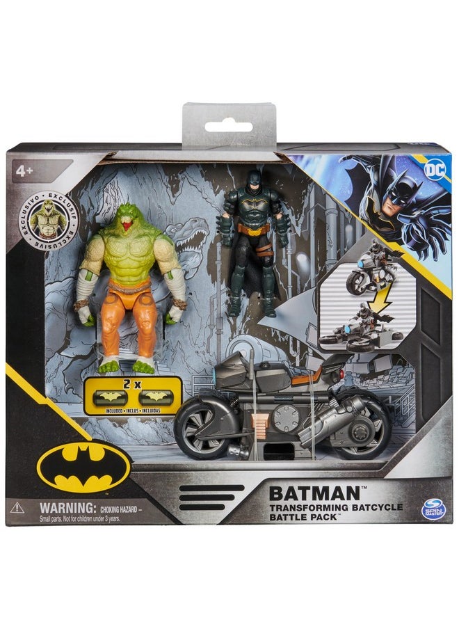 , Batman Transforming Batcycle Battle Pack With Exclusive 4-Inch Killer Croc And Batman Action Figure, Kids Toys For Boys And Girls Ages 4+