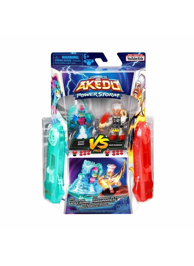 Ds Of Akedo Powerstorm Versus Pack 2 Mini Battling Action Figures And 2 Battle Controllers Epic Briny Versus Bun Burner, Multicolor (15170)