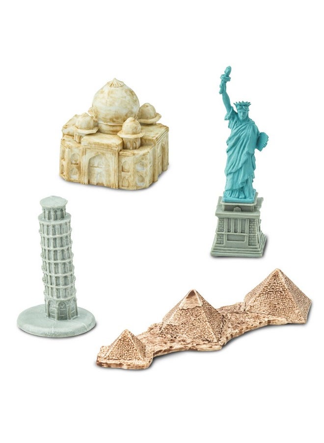 Around The World Toob - 10 Figurines: Leaning Tower Of Pisa, Eiffel Tower, Taj Mahal, Statue Of Liberty, Giza Pyramids, & More - Educational Toy Figures For Boys, Girls & Kids Ages 3+