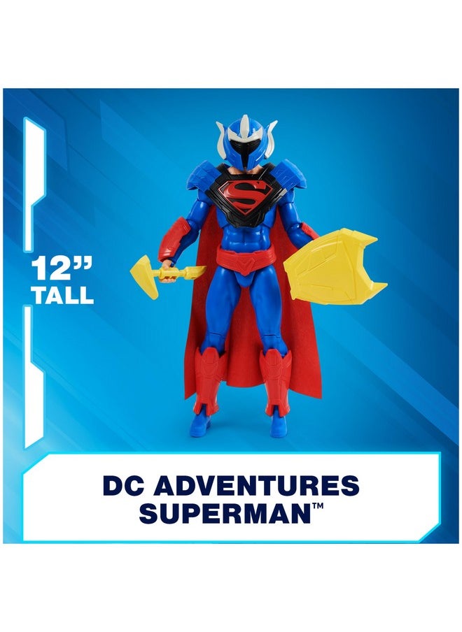 , Superman Man Of Steel Action Figure, Dc Adventures, 12-Inch, 9 Accessories, Collectible Superhero Kids Toys For Boys And Girls, Ages 4+