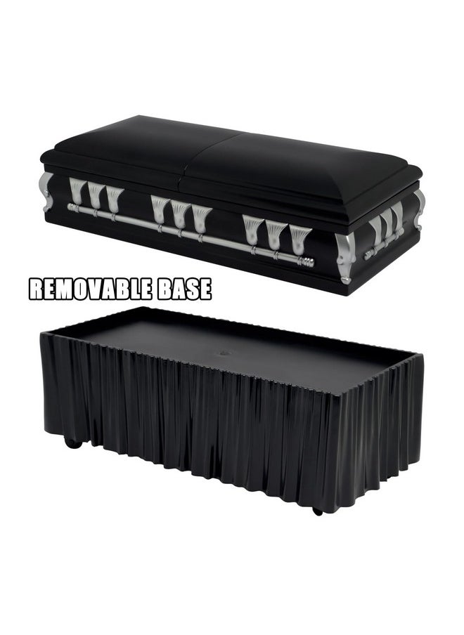 Deluxe Black Casket For Wwe & Aew Wrestling Action Figures With Removable Base