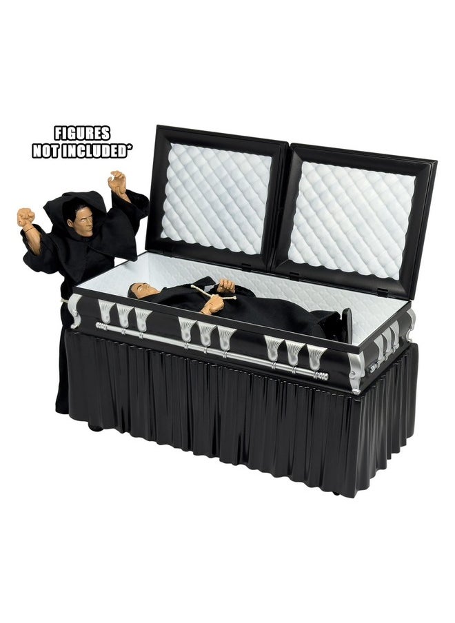 Deluxe Black Casket For Wwe & Aew Wrestling Action Figures With Removable Base